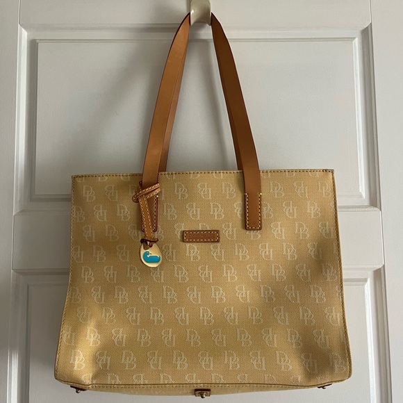 Dooney & Bourke Tan and Brown Structured Tote - Picture 1 of 5